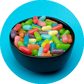 Mike and Ike candy in a bowl