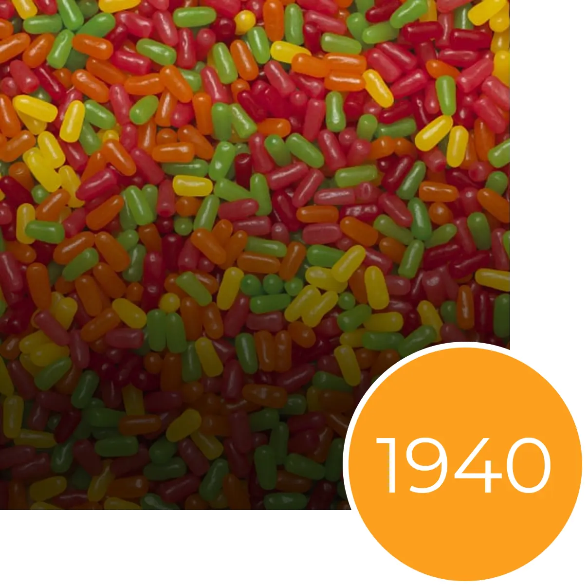 Colorful candies showing the number 1940
